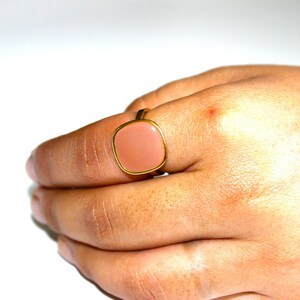 Pink Opal 18K Plated Adjustable Ring