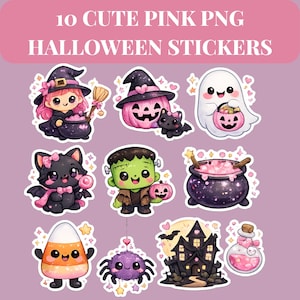 Roze Halloween-stickers PNG | PLR | MRR