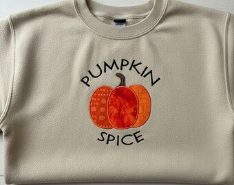 Pumpkin Spice Sequin/Fabric Embroidered Sweatshirt