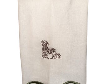 Fall Themed Dinner Napkins Embroidered