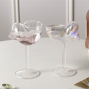 Copa de concha marina, copa de vino costera, cristalería inspirada en el océano, regalo de playa