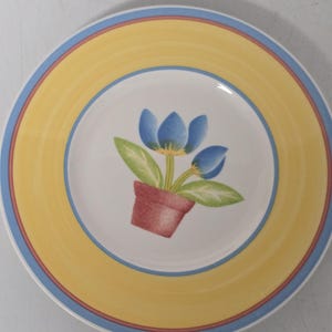 Villeroy & Boch Twist Dora Bread plate features central flower pot illustration set of 11
