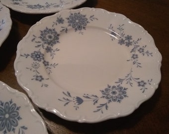 4 Johann Haviland Bavaria GermanyBread & Butter Plates 6 1/4"  Blue Garland Flow 