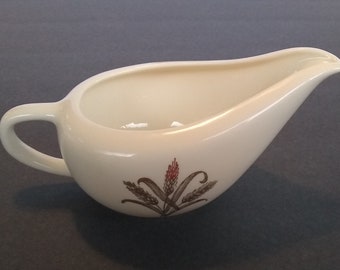 Vintage Gravy Boat Ivory with 24k Gold Wheat on both Sides