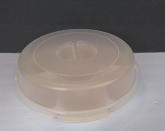 Vintage Round Large Rubbermaid Servin' Saver CAKE keeper Container w/  Almond Lid