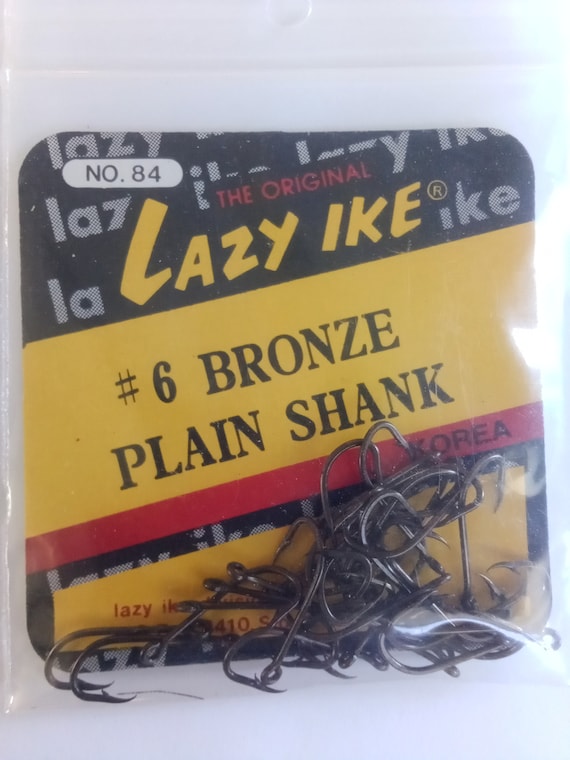 Vintage Fishing Hooks Lazy Ike #6 Bronze Plain Shank pack of 30 Hooks New  in Package 1980's