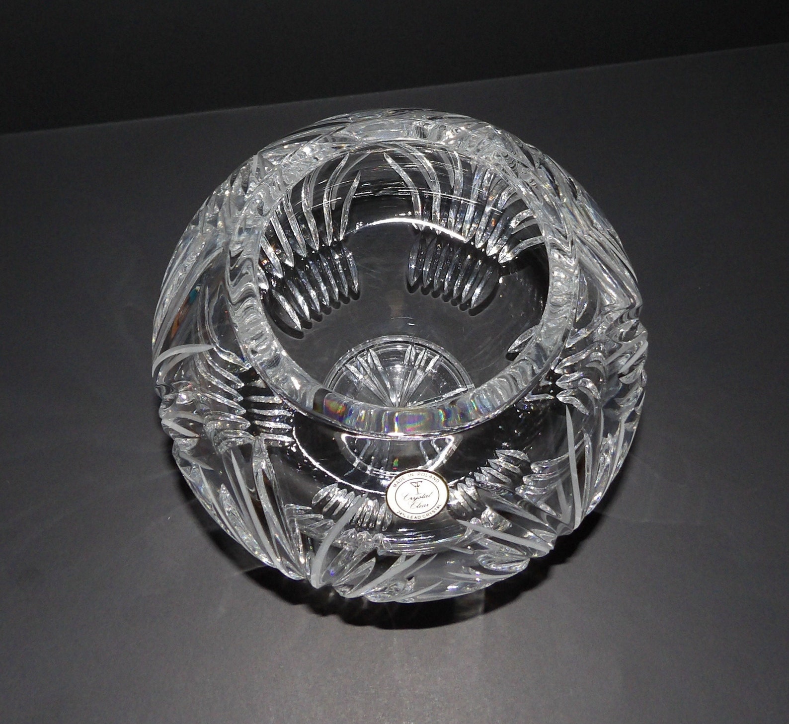 Vintage Crystal Bowl Made in Poland Crystal Clear 24 Lead Etsy