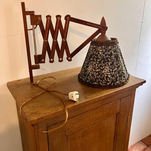 Vintage Danish Scissor Wall Lamp | Mid-Century Adjustable Wooden Wall Light | Scandinavian Design