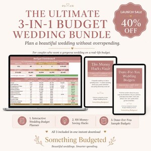 Kalkylbladspaket för bröllopsbudgetplanerare | Google Sheets och Excel med budgetspårare, gästlista, checklista och tidslinje