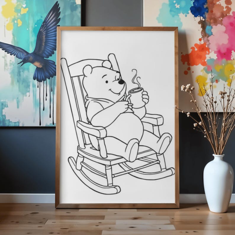 Winnie the Pooh Coloring Book, 100 Printable Kids Activity Pages, Bear Coloring, 8.5 x 11" PDF