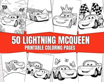 Libro para colorear de Rayo McQueen, páginas para colorear de Disney Cars, hojas de trabajo preescolares sobre coches de carreras en PDF.
