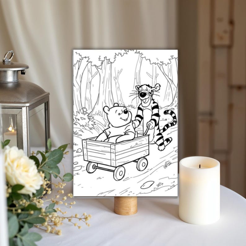 Winnie the Pooh Coloring Book, 100 Printable Kids Activity Pages, Bear Coloring, 8.5 x 11" PDF