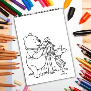 Winnie the Pooh Coloring Book, 100 Printable Kids Activity Pages, Bear Coloring, 8.5 x 11" PDF