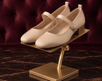 Mary Janes Kitten Heel Pumps, Button Strap Wedding Shoes for Women