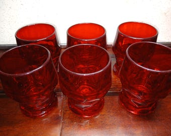Vintage Viking Glass, rubinrotes Glas, 4" und 2". MCM
