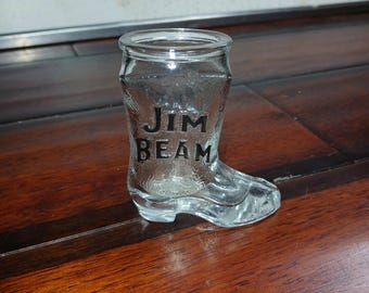 Vintage Jim Beam Boot Shot Glass 3"