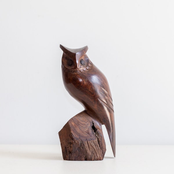 Hand Carved Wood Owl