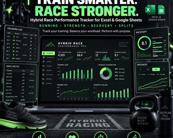 Hybrid Race Tracker Löpstyrka Återhämtning Split Kalkylblad Excel Google Sheets
