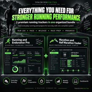 Löpprestandapaket Löparspårning Maraton Halvmaraton Tempo Körsträcka Excel Google Sheets bild 2
