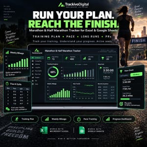 Marathon Half Marathon Tracker Spreadsheet Training Plan Pace Mileage Excel Google Sheets