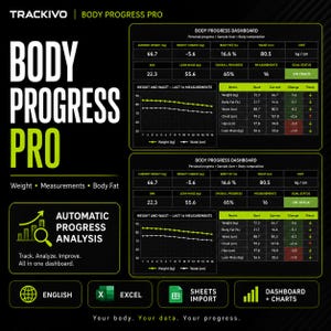 Body Progress Tracker Excel Google Sheets | Weight Measurements Body Fat Log