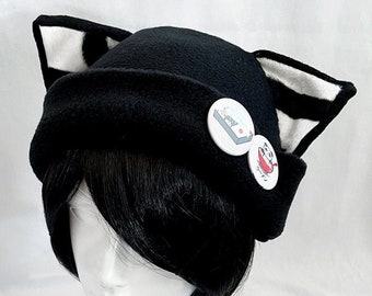 Cat Kitty Fleece Hat  Anime Cosplay Punk JRock  (Tiger Wild Animals Ears)