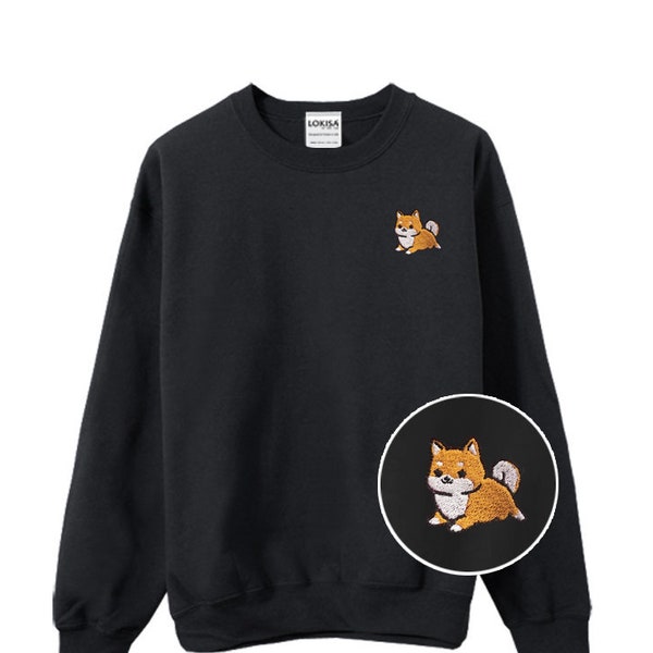 Chubby Tubby Red Shiba Inu Embroidered Sweater Sweatshirt