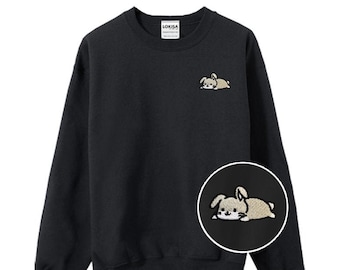 Relaxing Bunny Rabbit Embroidered Sweater Sweatshirt