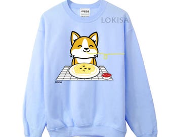 Corgi Pasta Date Crewneck Sweater Sweatshirt - Boy Corgi