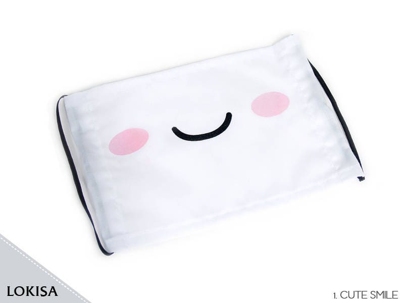 Kawaii Emoji Emoticon  Face Mask,  (more designs) - MADE IN USA, Reus…