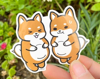 Chubby Tubby Shiba Inu Buddies Sticker - Stickers, Vinyl Stickers, Laptop Stickers, Dog Stickers, Cute Stickers, Kawaii