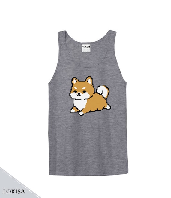Pixel 8 Bit Shiba Inu Tank Top Black Tan Or Red Tan Shiba