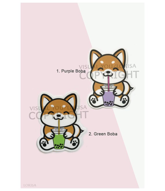 Bubble Tea Boba Shiba Inu Sticker Vinyl Sticker Laptop Sticker Weatherproof Sticker Boba Sticker Cute Sticker