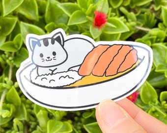 Catsu Curry Kitty Cat Sticker - Vinyl Sticker, Laptop Sticker, Weatherproof Sticker, Cute Sticker, Kawaii Sticker