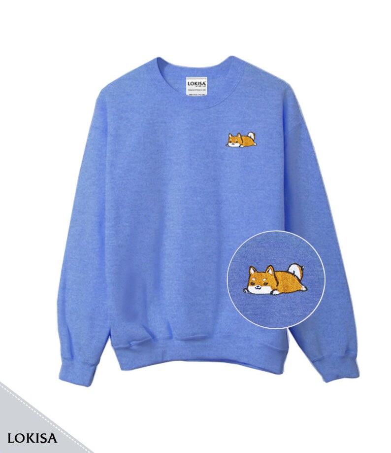 Relaxing Shiba Inu Embroidered Sweater Sweatshirt | Etsy