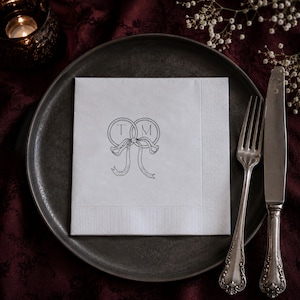 Custom Monogram Interlocking Rings | Personalized Bow Napkin