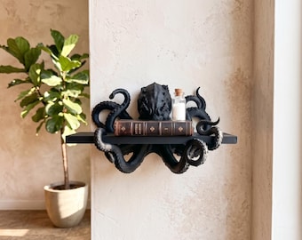 Kraken Tentacle Sea Monster Wall Shelf | Octopus Gothic Shelf | Nautical Dark Decor | Cthulhu Inspired Wall Display