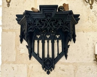 Baroque Wall Shelf – Ornate Royal Scrollwork | Gothic Cathedral Wall Shelf | Victorian Display Shelf | Dark Academia Decor