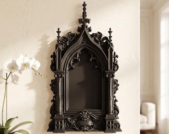 Baroque Gothic Wall Altarpiece | Cathedral Wall Shrine | Ornate Gothic Display Shelf | Dark Academia Decor