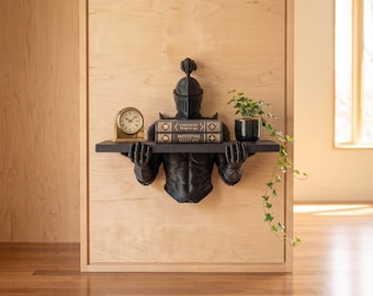 Knight Wall Console | Medieval Knight Wall Shelf | Gothic Armor Display Shelf | Medieval Wall Decor