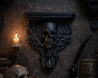 Gothic Reaper Wall Shelf | Grim Reaper Wall Decor | Skull Display Shelf | Dark Fantasy Gothic Home Decor