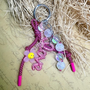 L.O.V.E. Pink Bag Charm | Fancy  Purse Accessory, Handmade  Keychain for Tote & Backpack
