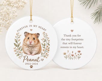Personalized Hamster Memorial Ornament, Custom Portrait Ceramic Keepsake