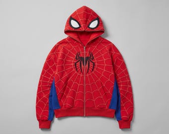 Red Spider Hoodie | Peter Inspired Graphic Zip Up Sweatshirt | Full Zip Hooded Jumper | Premium Unisex Cotton Streetwear Fan Apparel Gift