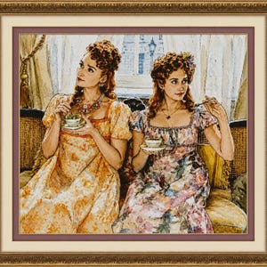 The Simple Sisters | Regency Tea Party Cross Stitch Pattern | Historical Sisters PDF | Instant Download