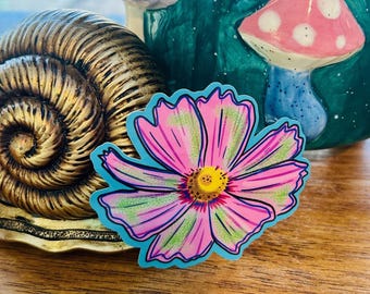 Cosmo Flower | Vinyl Sticker | Fun Gifts | Flower Sticker| Water Bottle Sticker | Laptop Decal | Cute Sticker | Waterproof | Gift Sticker