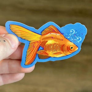 Goldfish Sticker | Vinyl Sticker | Fun Gifts | Fish Sticker| Water Bottle Sticker | Laptop Decal | Cute Sticker | Waterproof | Vibrant