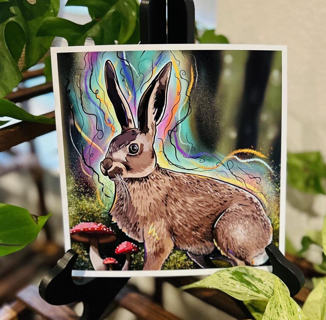 Hare's Light | Art Print by Nicole Harris | Rabbit Print | 8x8