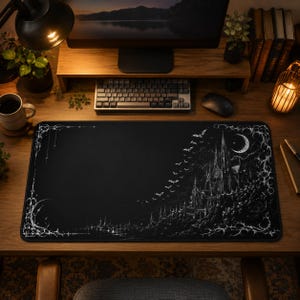 Gotische Kathedraal Bureaumat | Vampierenkasteel Gaming Muismat, Donkere Fantasy Muismat, Gotische Bureaudecoratie, Witchcore XL Speelmat