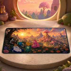 Adventure Time Desk Mat | Finn and Jake Land of Ooo Mouse Pad, Princess Bubblegum Cartoon Gaming Deskmat, Cozy Gamer Gift